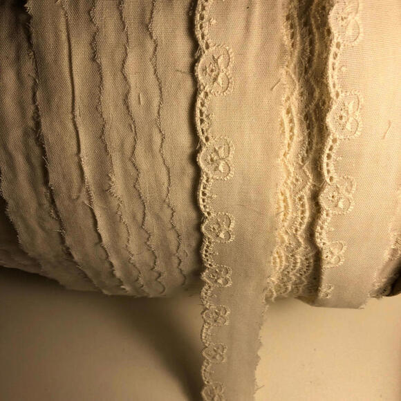 10 Yards Vintage Eyelet Heart Lace Trim Cotton Off White Natural Craft Sewing 1" - Picture 2 of 2